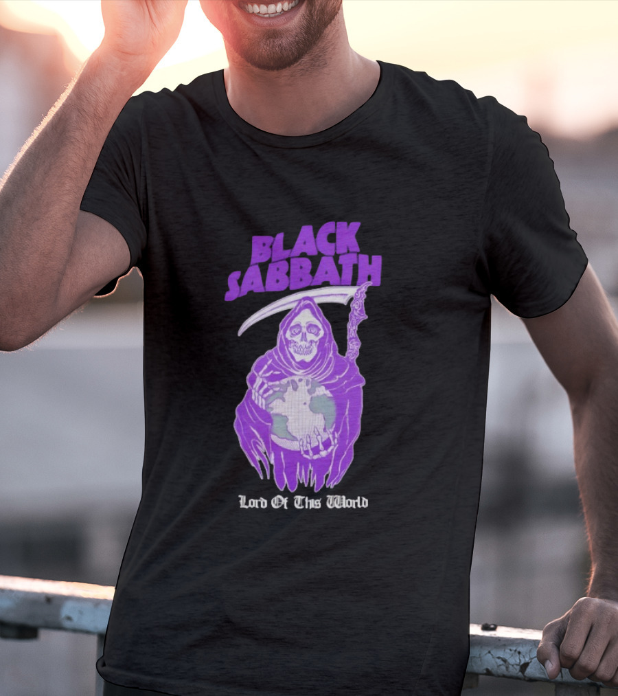 Black Sabbath Lord Of This World Grim Reaper Holding Earth T-Shirt