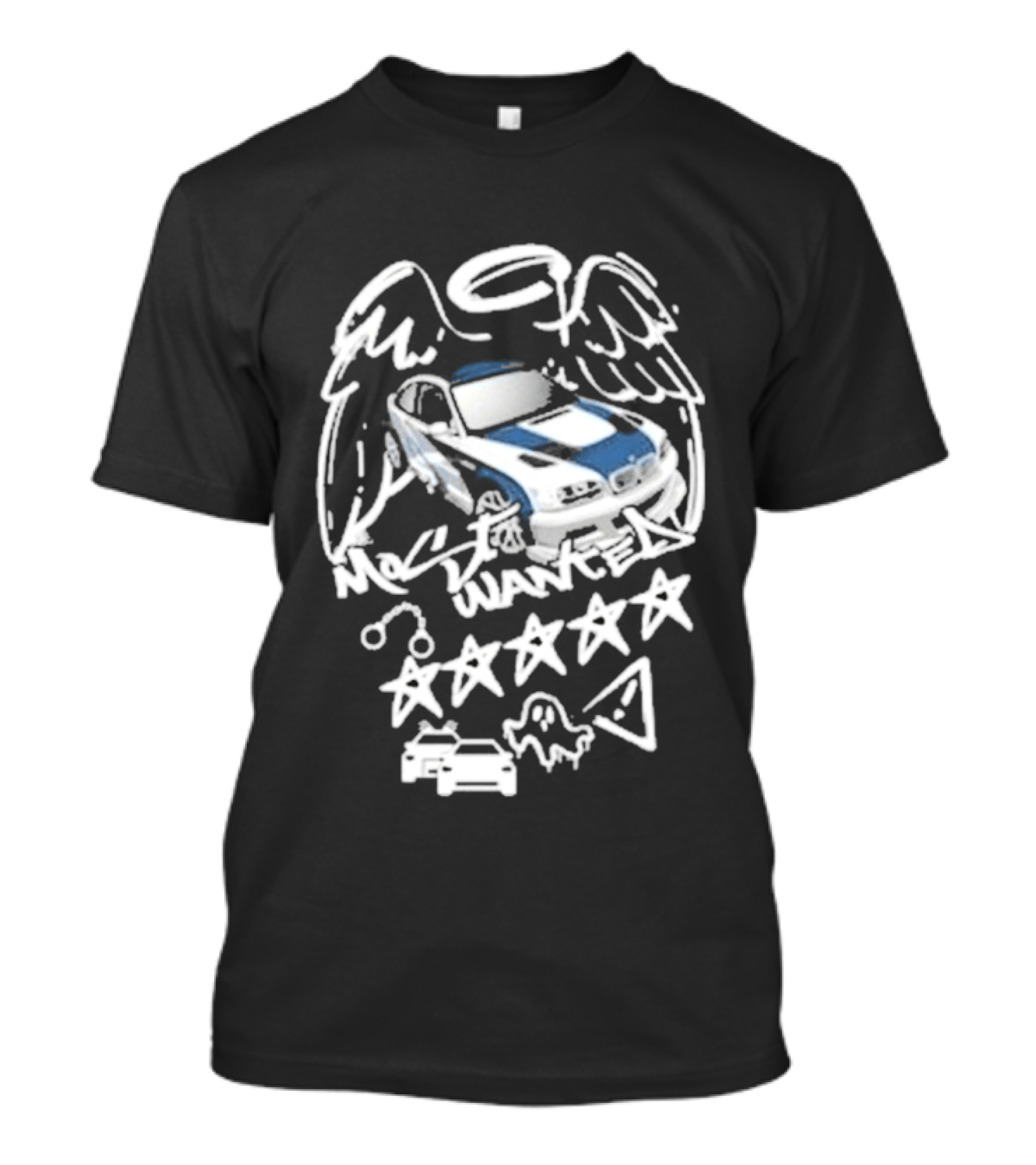 BMW M3 E46 Most Wanted Halo Angel Wings Five Stars T-Shirt