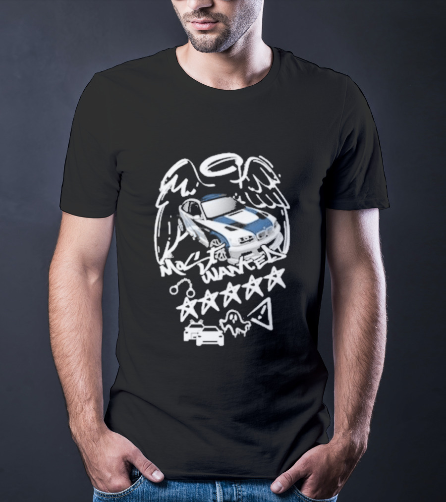 BMW M3 E46 Most Wanted Halo Angel Wings Five Stars T-Shirt