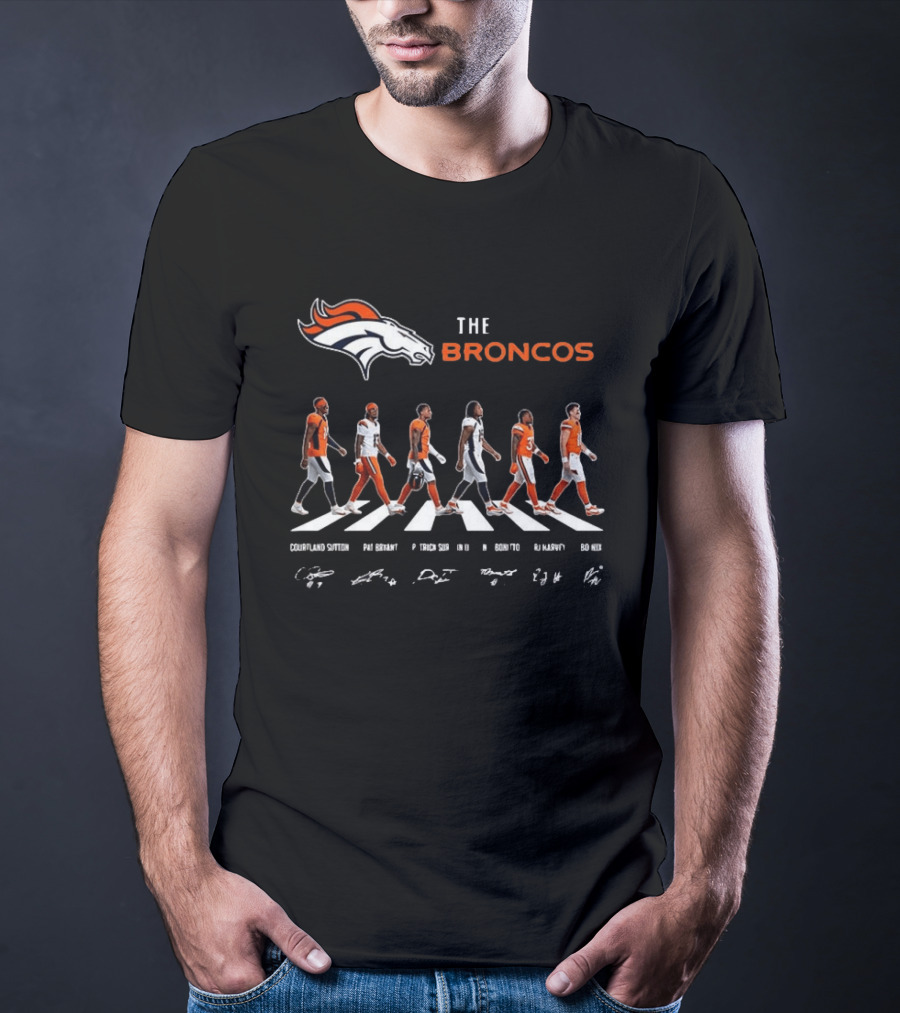 Denver Broncos NFL Player Signatures Crosswalk Concept T-Shirt