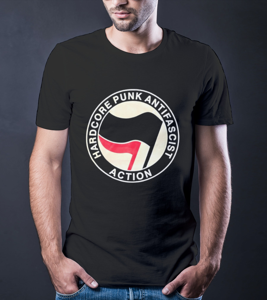 Hardcore Punk Antifascist Action Red Flag T-Shirt