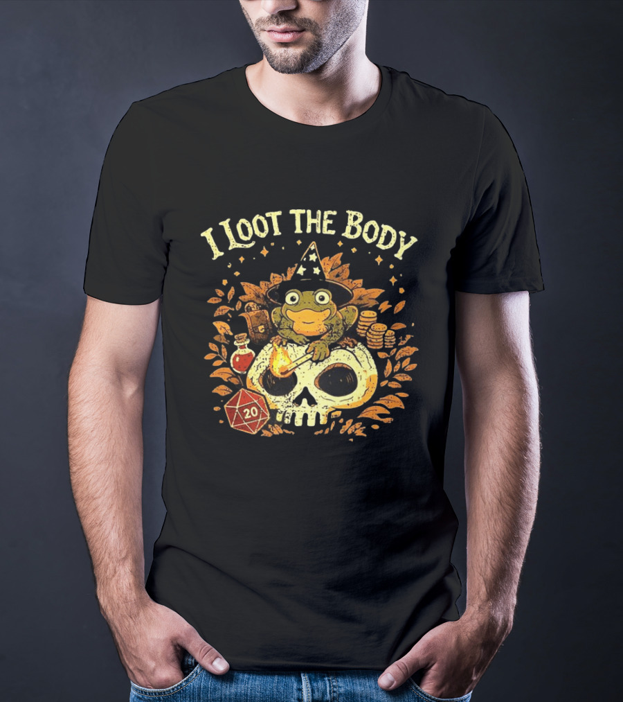 I Loot The Body Frog Wizard Dice Fantasy Adventure T-Shirt