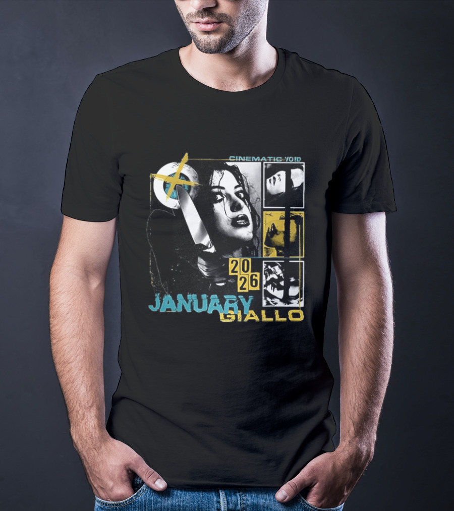 Cinematic Void January Giallo 2026 Knife Black And Yellow T-Shirt