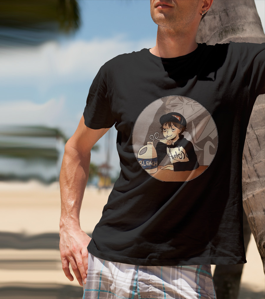Leafy Hurley Drinking Bleach Meme Gaming Dark Light T-Shirt