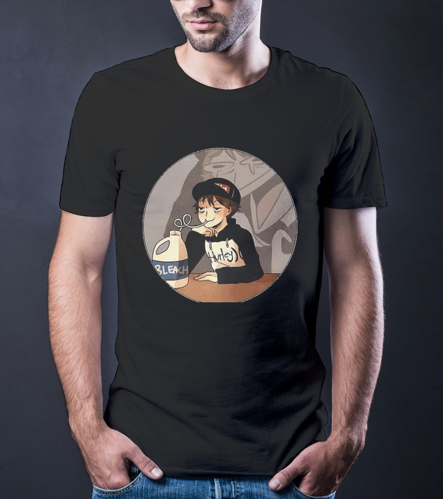 Leafy Hurley Drinking Bleach Meme Gaming Dark Light T-Shirt