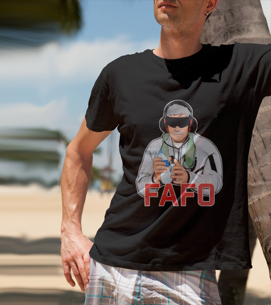 FAFO Maduro Character With Headphones And Water Bottle T-Shirt