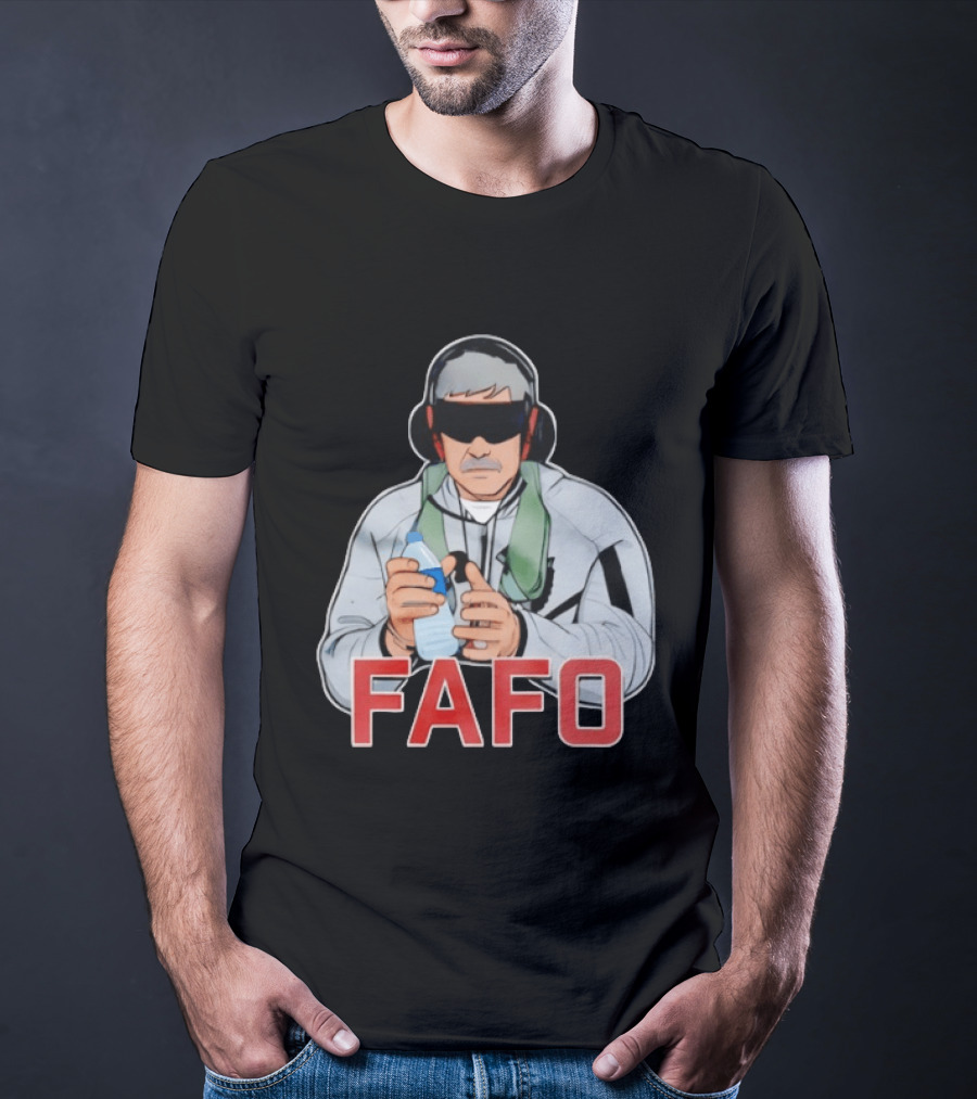 FAFO Maduro Character With Headphones And Water Bottle T-Shirt