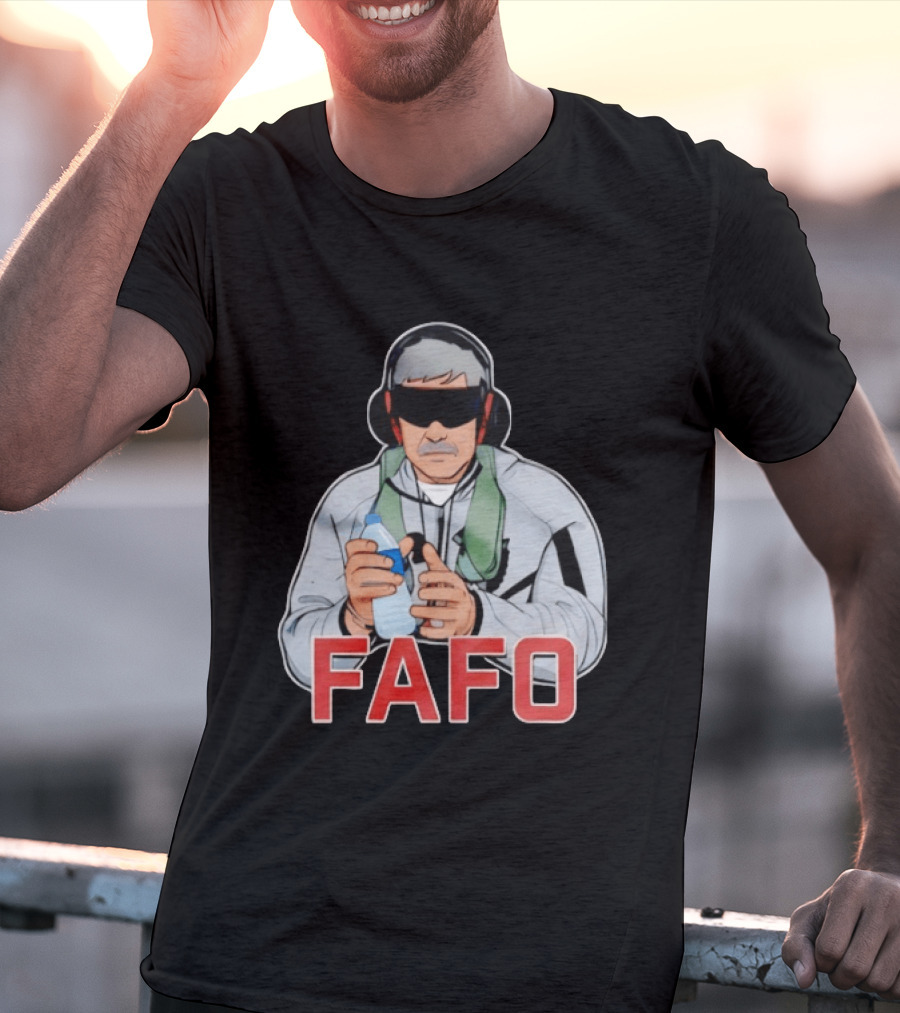 FAFO Maduro Character With Headphones And Water Bottle T-Shirt