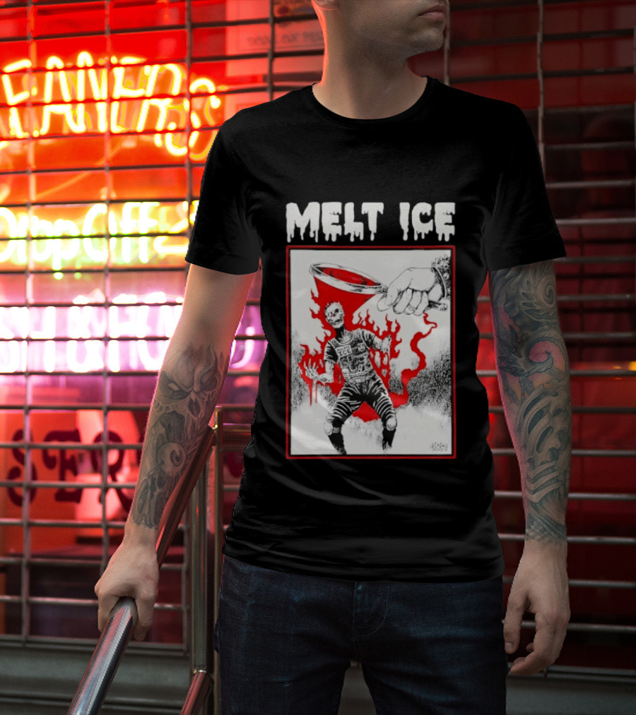 Melt Ice Skeleton Magnifying Glass Scene T-Shirt