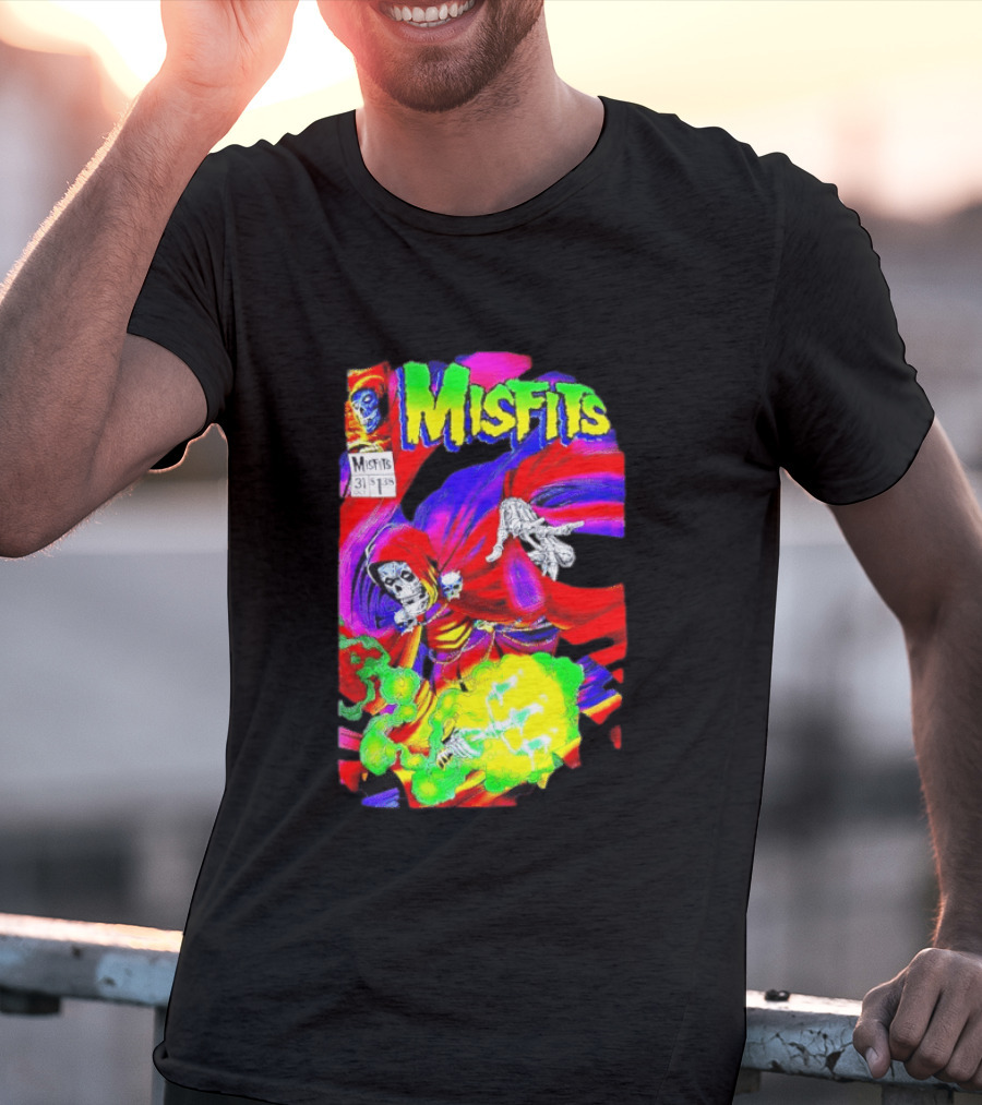 Misfits Hell Fiend Spawn 31 Fiend Skull Cloak Neon T-Shirt