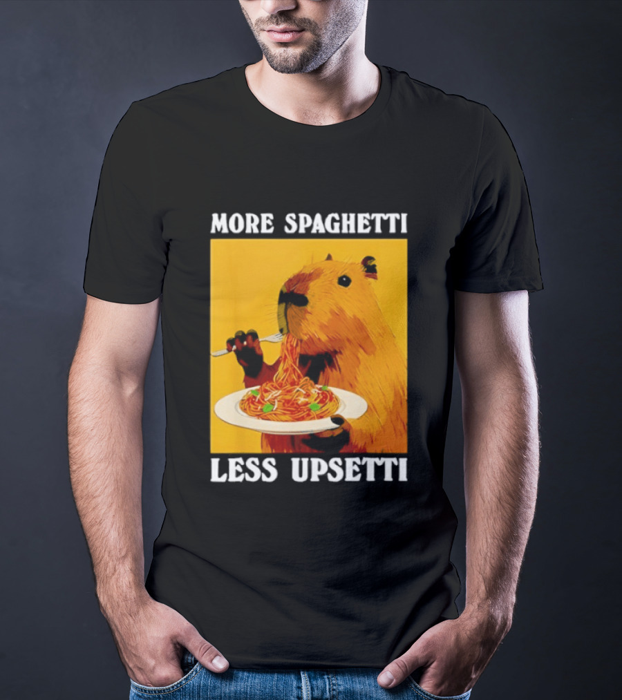 More Spaghetti Less Upsetti Capybara Eating Pasta Plate T-Shirt