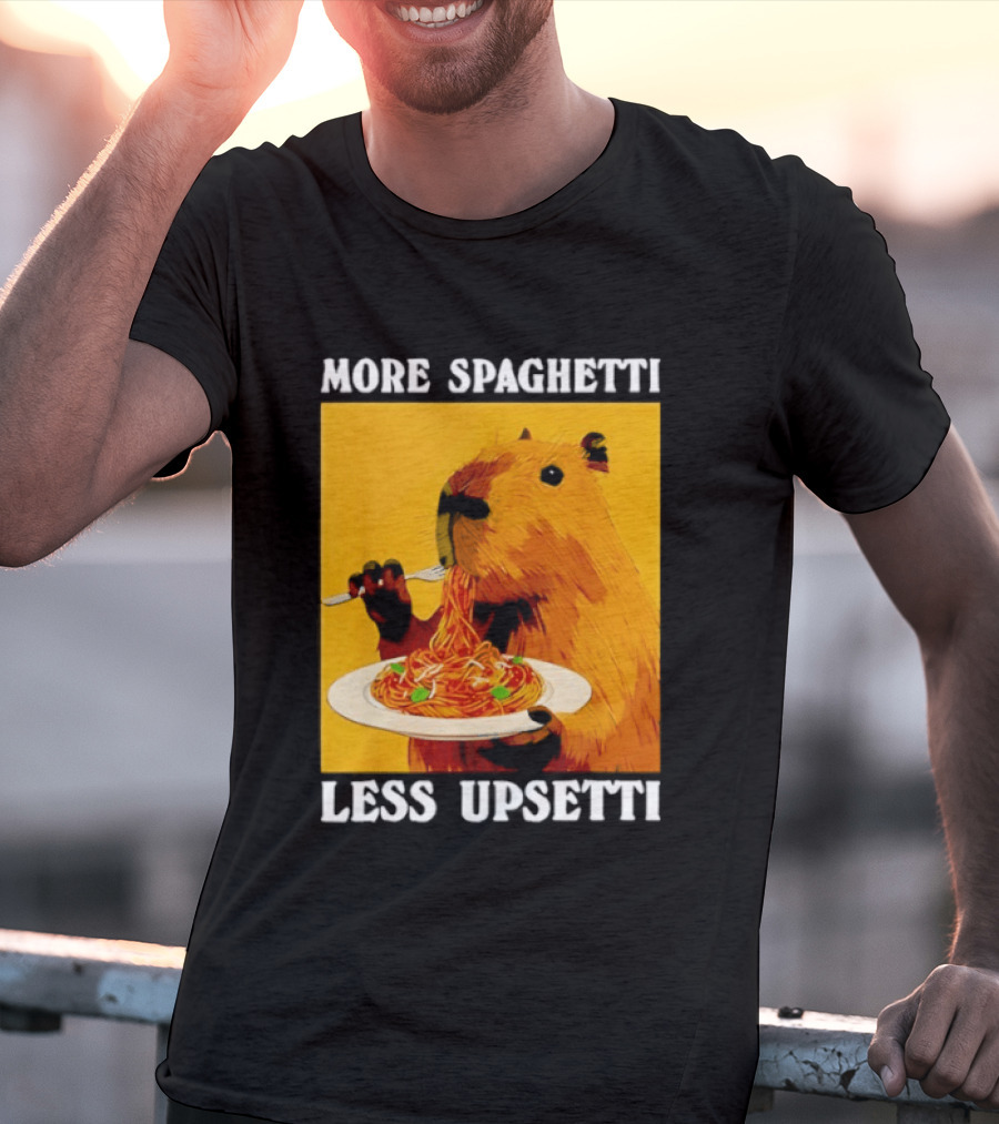 More Spaghetti Less Upsetti Capybara Eating Pasta Plate T-Shirt