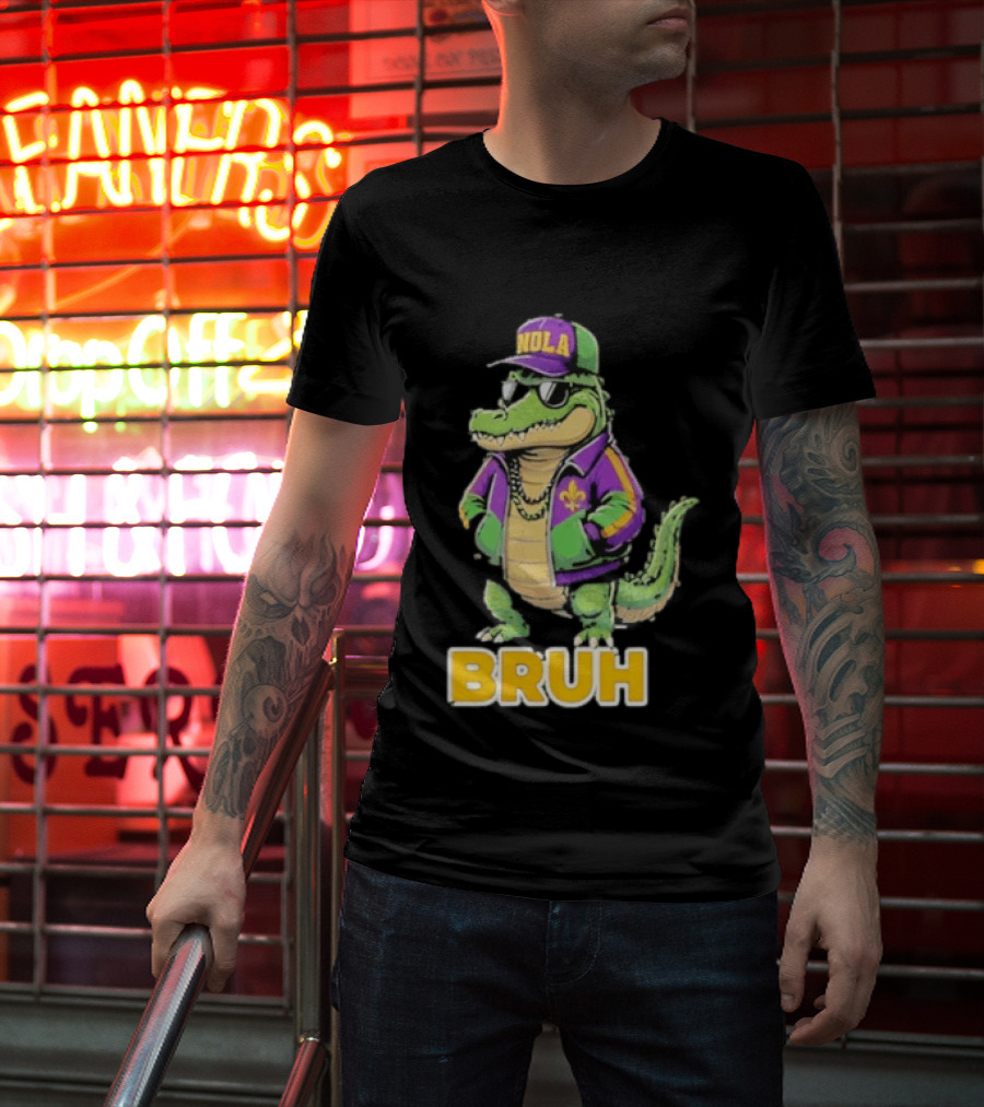New Orleans Alligator Nola Bruh Mardi Gras Party Vibe T-Shirt