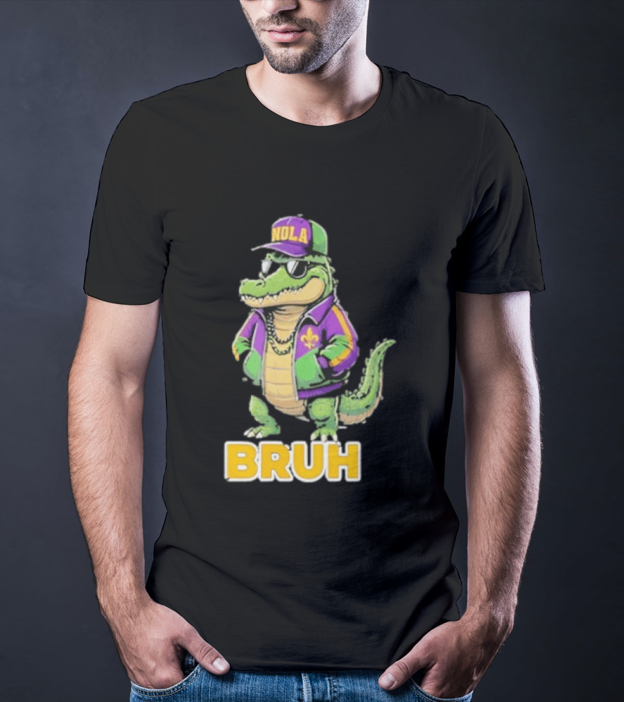 New Orleans Alligator Nola Bruh Mardi Gras Party Vibe T-Shirt