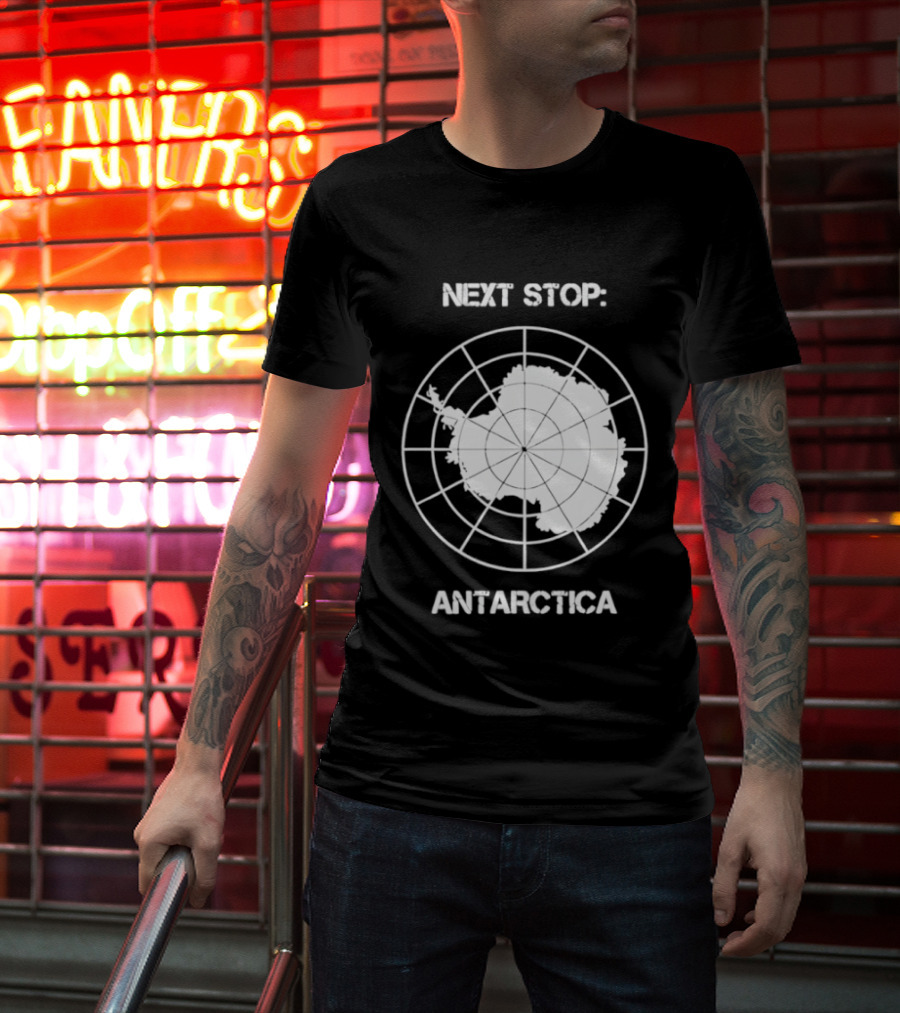 Next Stop Antarctica Map Outline Adventure T-Shirt