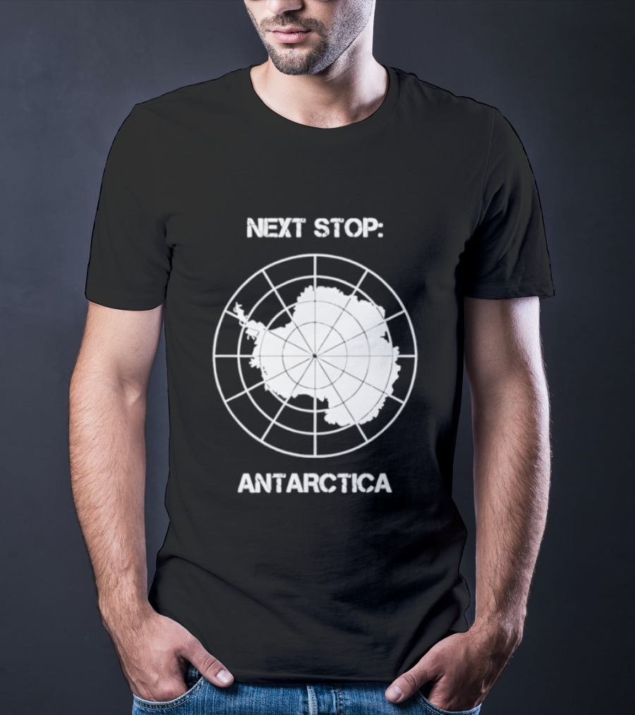 Next Stop Antarctica Map Outline Adventure T-Shirt