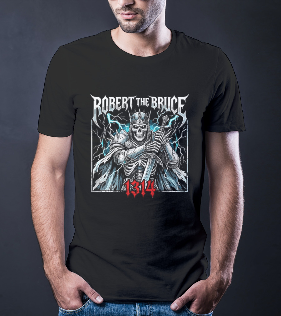 Robert The Bruce 1314 Scottish King Lightning Battle Scene T-Shirt
