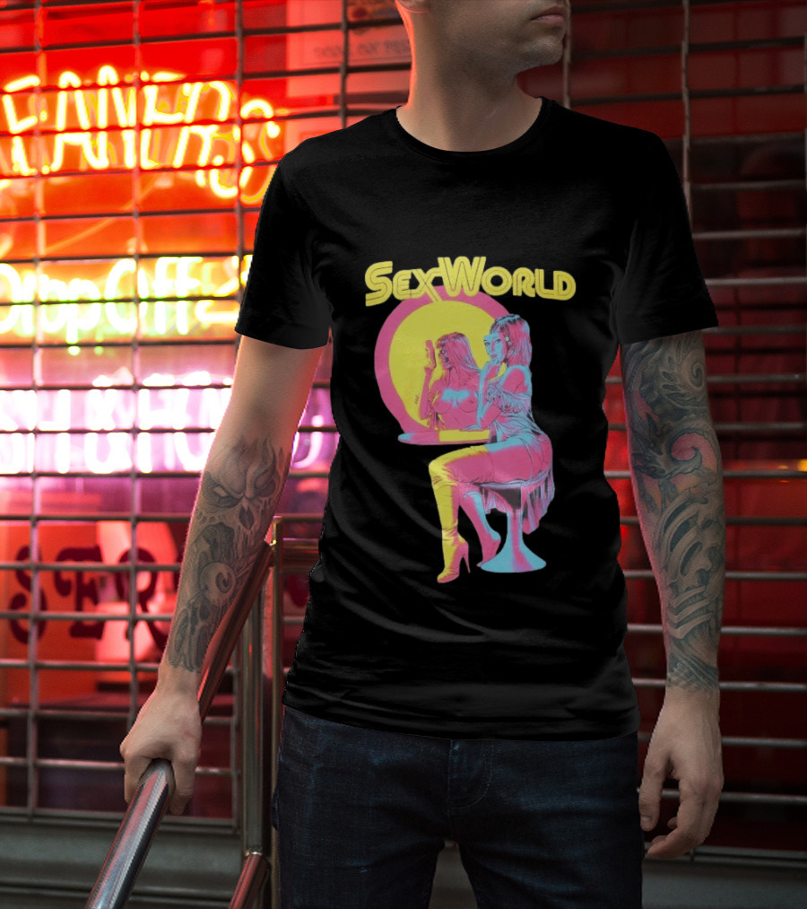 SexWorld Retro Neon Art Style With Futuristic Sexbot T-Shirt