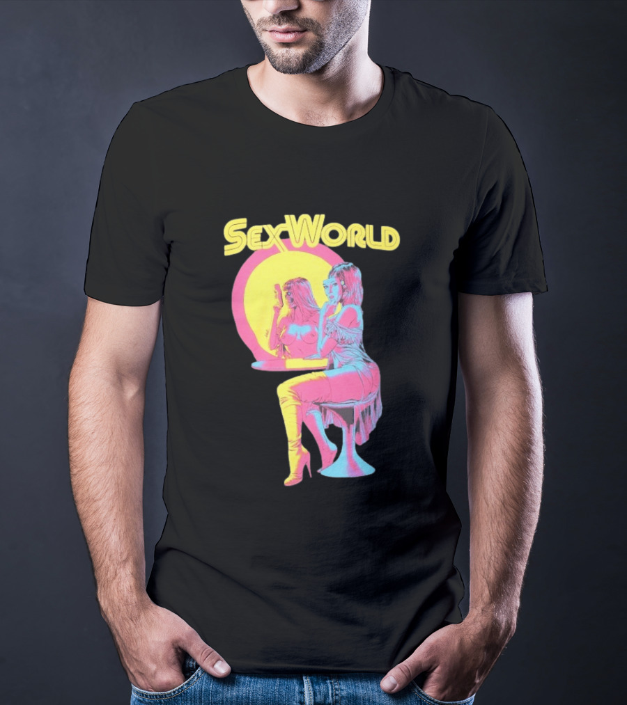 SexWorld Retro Neon Art Style With Futuristic Sexbot T-Shirt