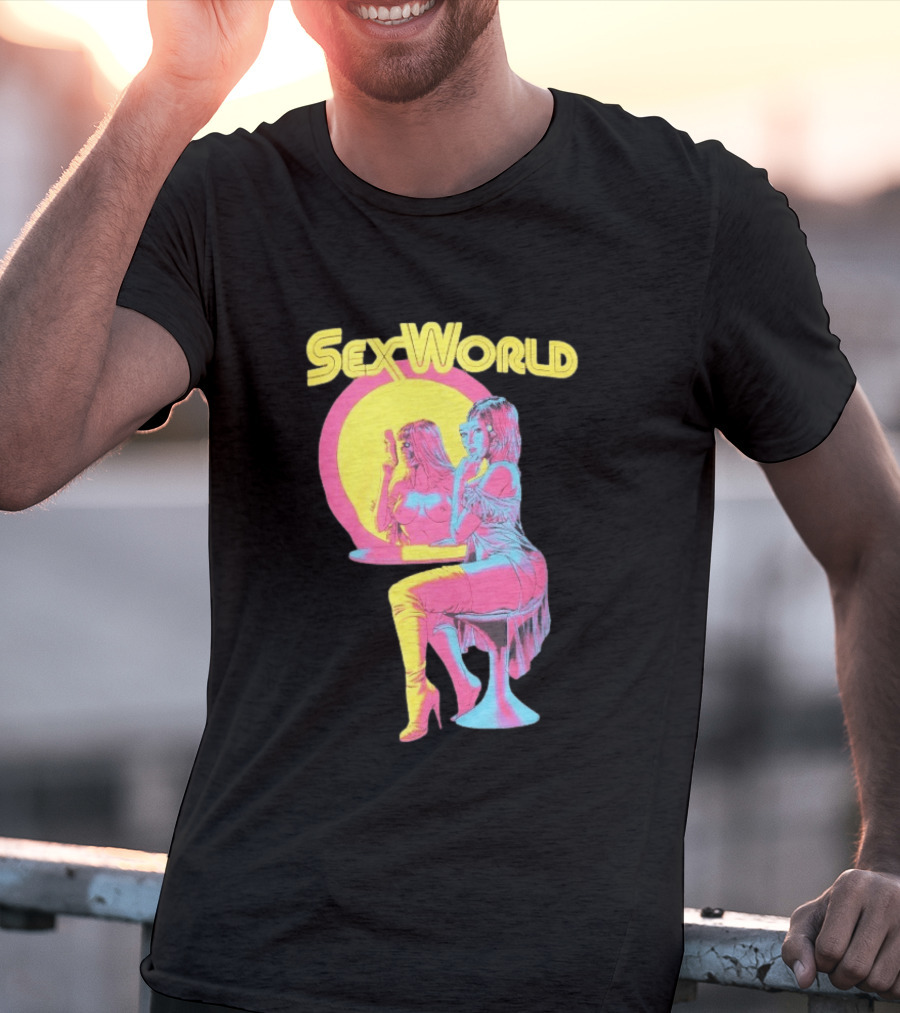 SexWorld Retro Neon Art Style With Futuristic Sexbot T-Shirt