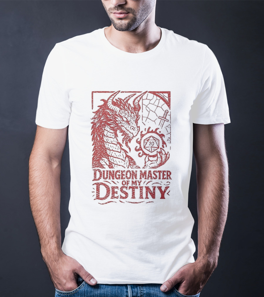 Dungeon Master Of My Destiny 20 Sided Dice Dragon Dungeons And Dragons T-Shirt
