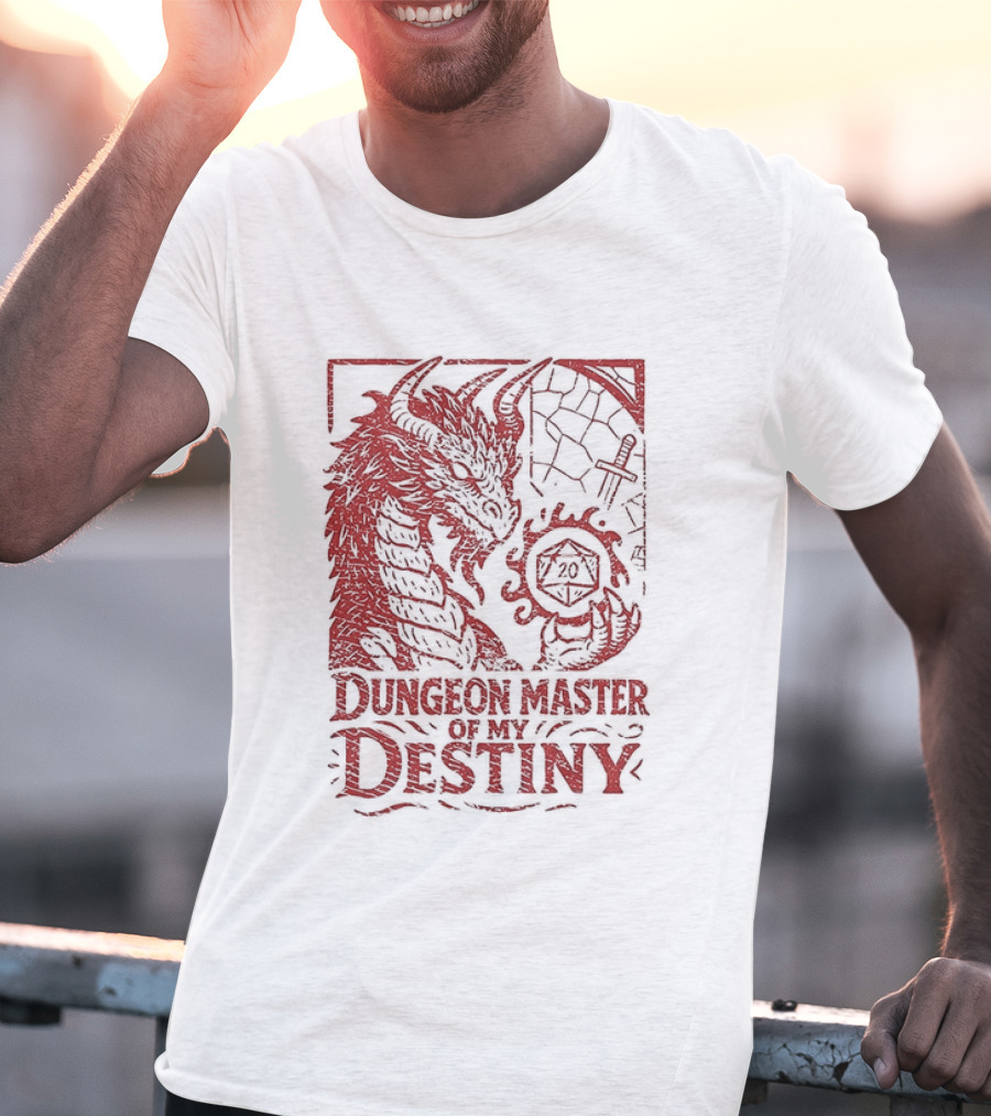 Dungeon Master Of My Destiny 20 Sided Dice Dragon Dungeons And Dragons T-Shirt