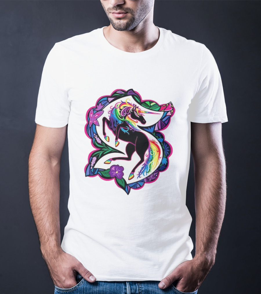 Seattle Kraken Unicorn Pride Rainbow Floral T-Shirt