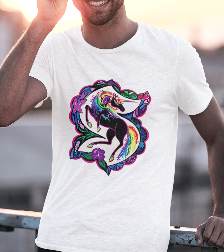 Seattle Kraken Unicorn Pride Rainbow Floral T-Shirt