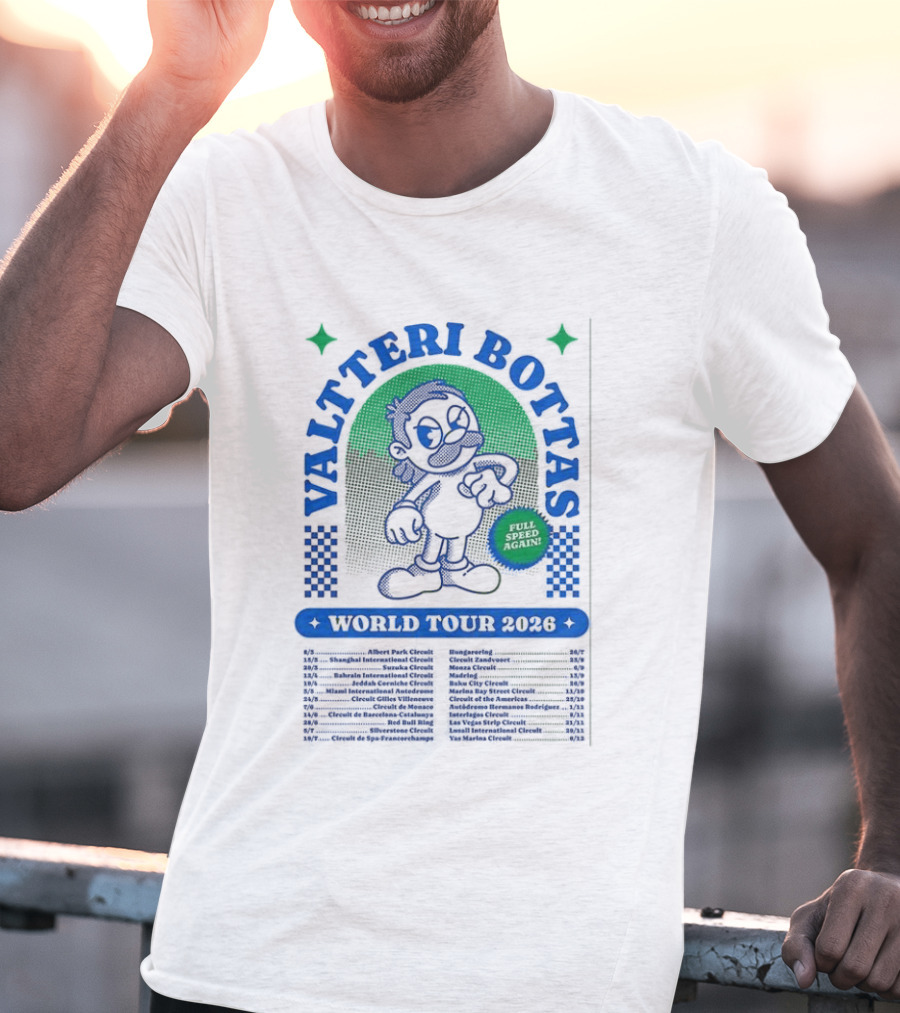 Valtteri Bottas World Tour 2026 Full Speed Again Racing T-Shirt