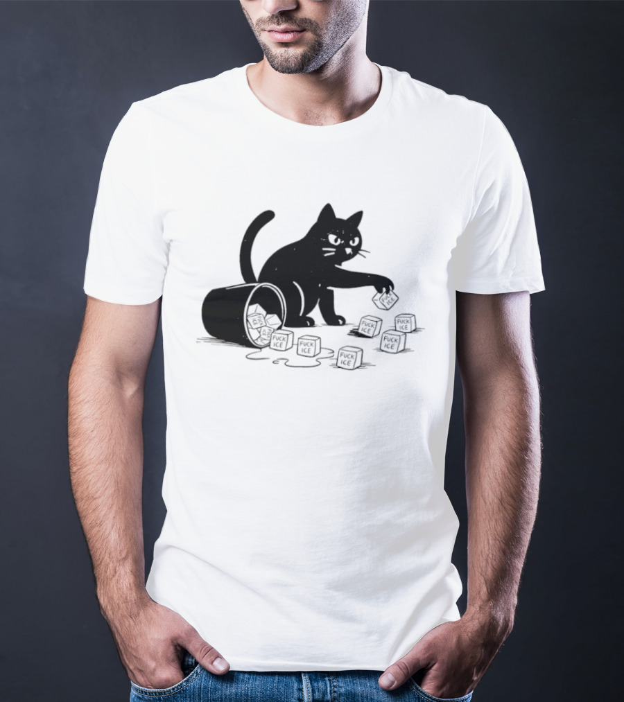 Black Cat Anti Trump Fuck Ice T-Shirt