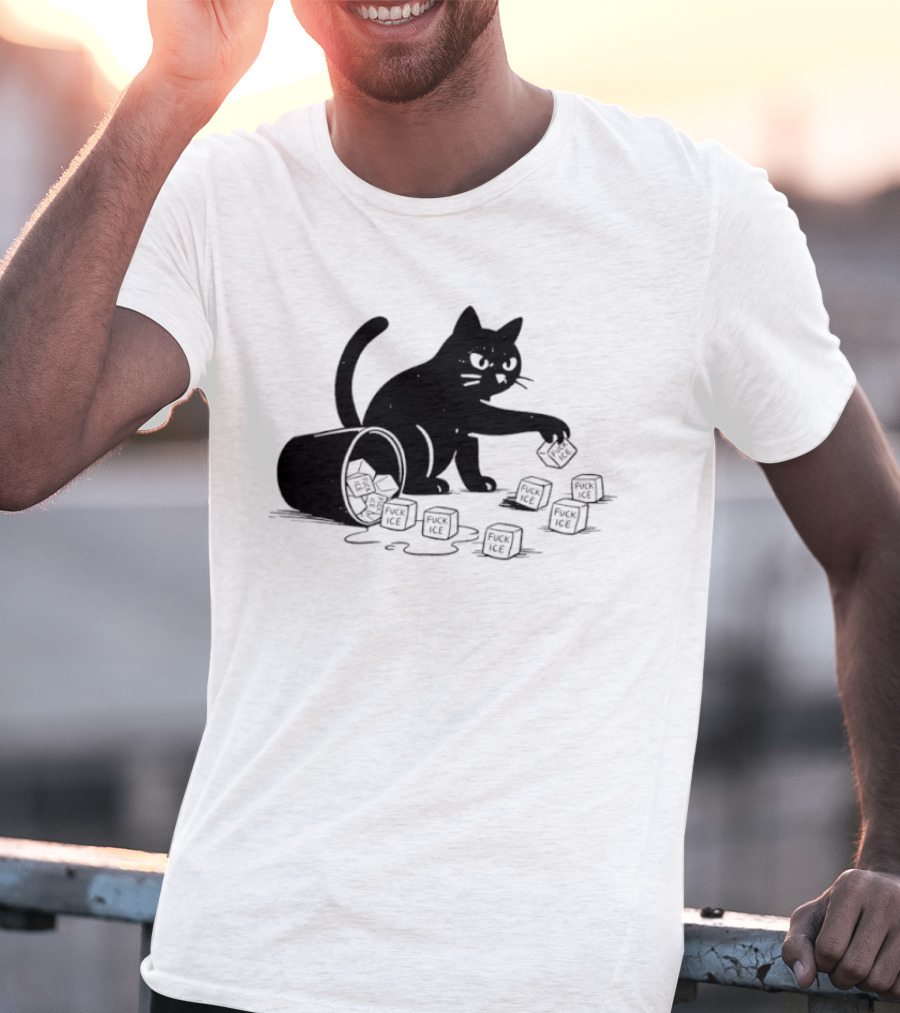Black Cat Anti Trump Fuck Ice T-Shirt