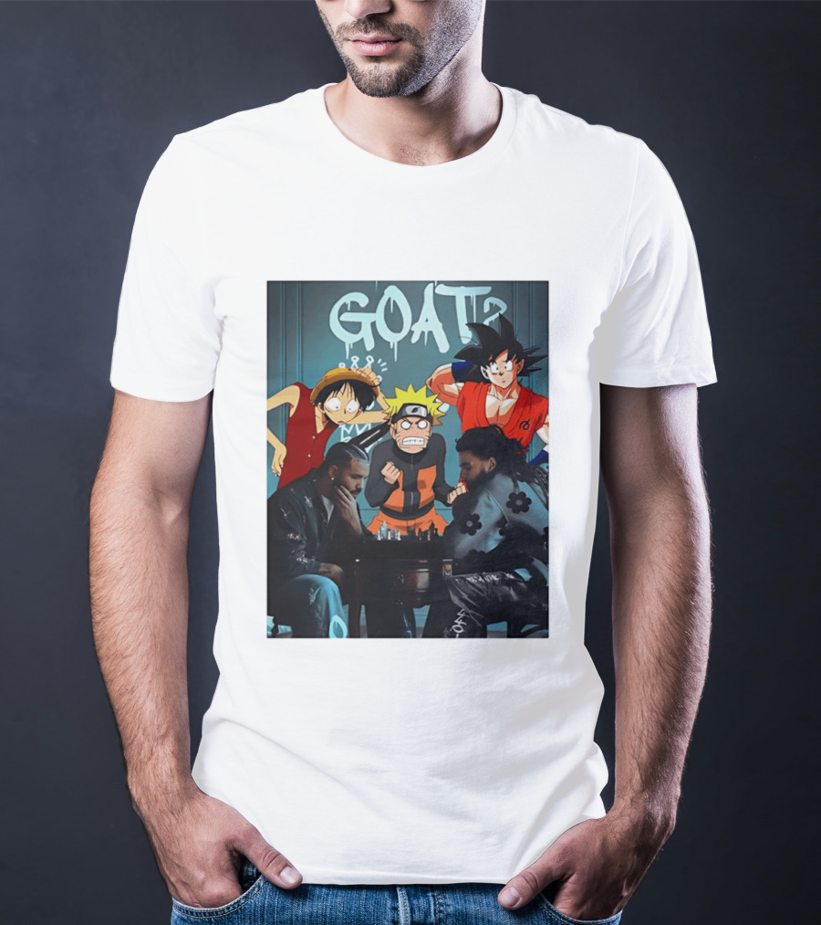 Drake 21 Savage GOAT Monkey D. Luffy Naruto Uzumaki Goku Chess Table T-Shirt
