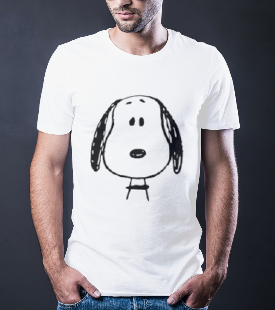 Peanuts Snoopy Face Black And White Cartoon T-Shirt