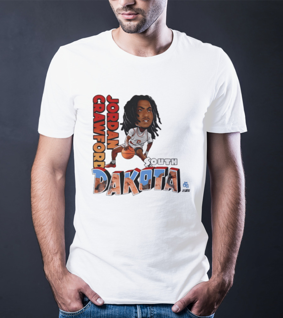 Jordan Crawford South Dakota Basketball Player Cartoon Sports T-Shirt
