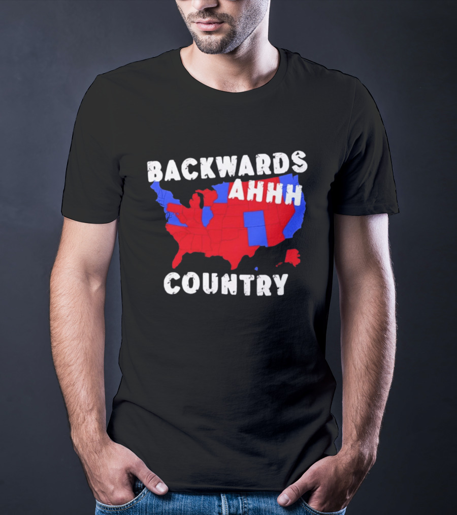 Backwards Ahhh Country State Map USA T-Shirt