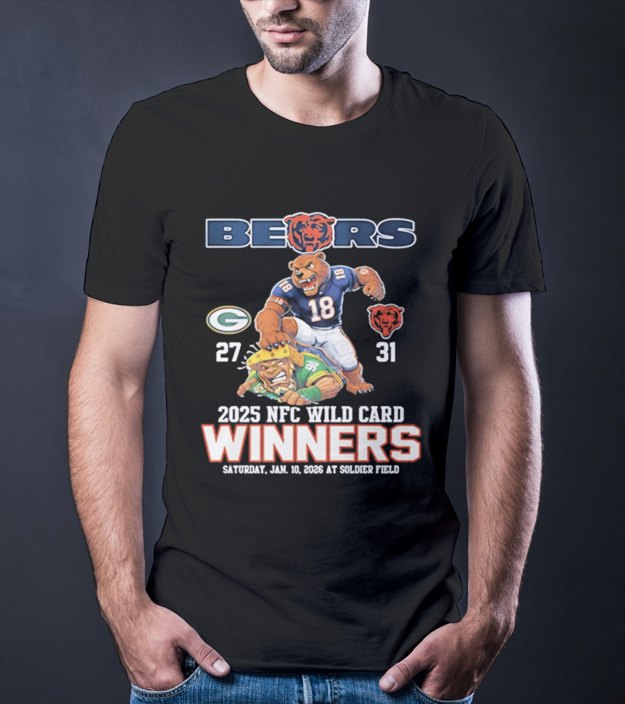 Bears 2025 NFC Wild Card Winners January 14 Soldier Field Packers 27 Bears 31 T-Shirt