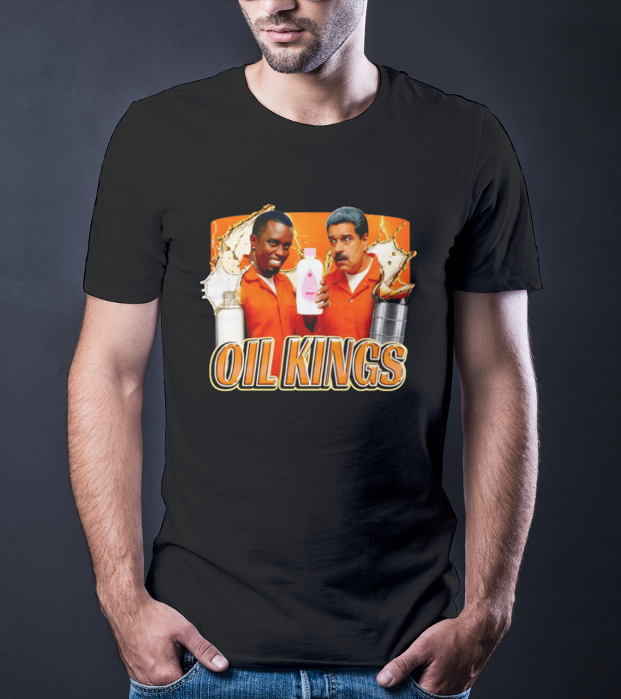 OIL KINGS Diddy Vs Nicolas Maduro Orange Bottles Humor T-Shirt