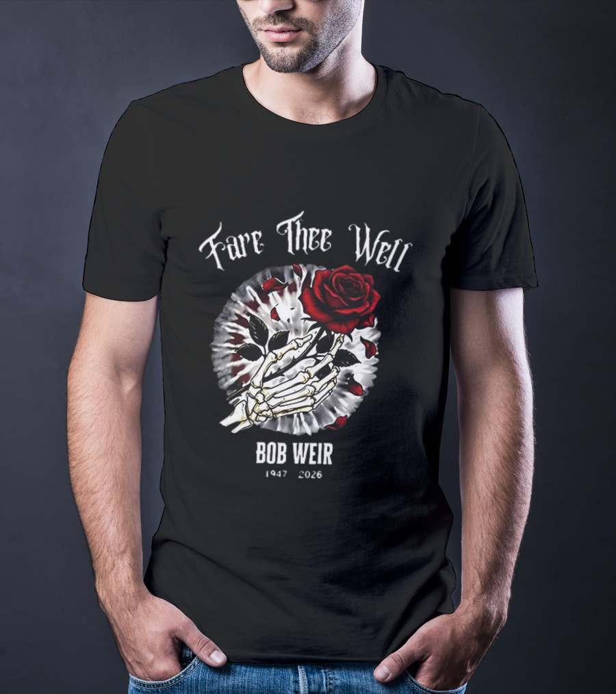 Fare Thee Well Bob Weir Rose Skull 1947 2026 T-Shirt