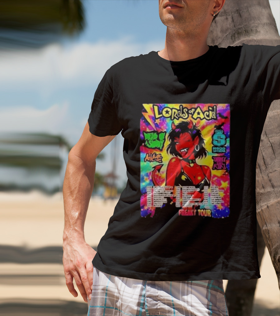Lords Of Acid Cheeky Freaky Tour 2026 Dead On A Sunday Princess Superstar Tony Kiki Mz Neon Devilish Art 90s T-Shirt
