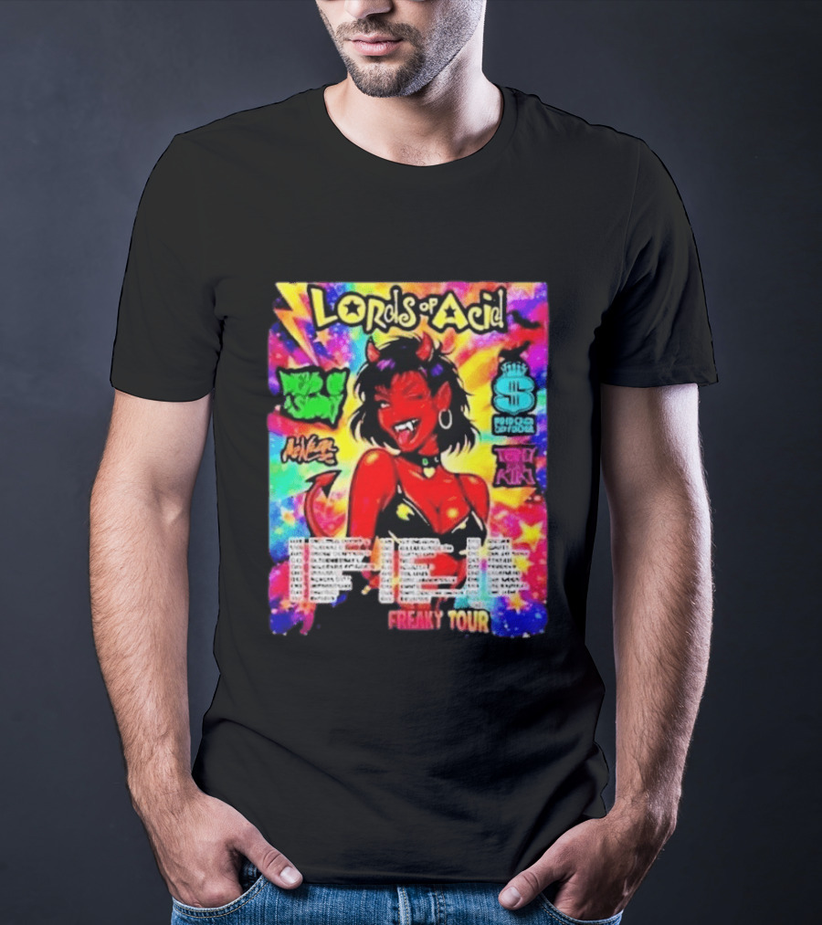 Lords Of Acid Cheeky Freaky Tour 2026 Dead On A Sunday Princess Superstar Tony Kiki Mz Neon Devilish Art 90s T-Shirt
