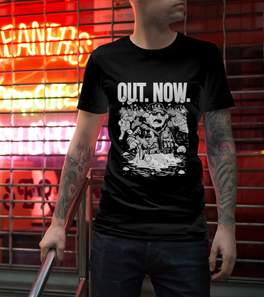 OUT NOW I.C.E. Flooded Streets Political Commentary T-Shirt