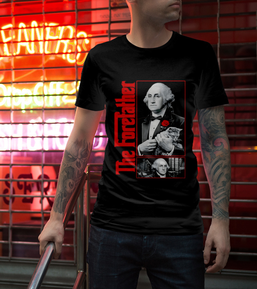 Patriotic George Washington Forefather The American Godfather Cat T-Shirt