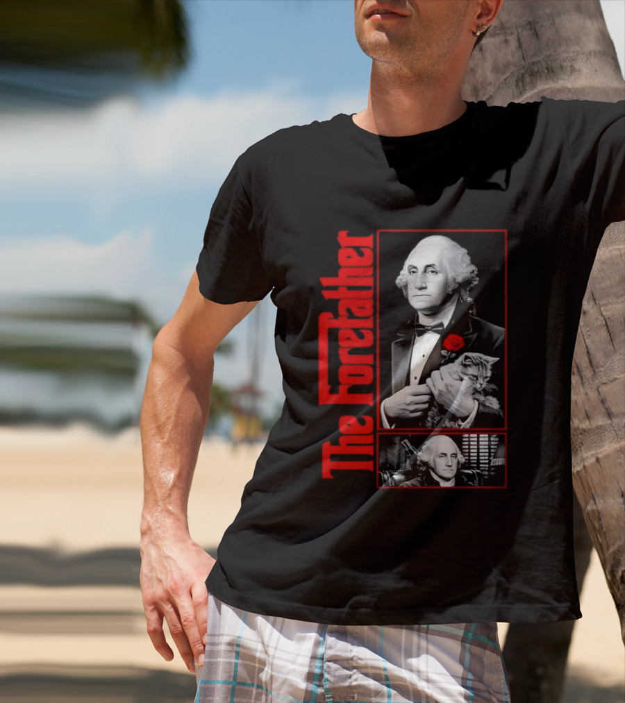 Patriotic George Washington Forefather The American Godfather Cat T-Shirt