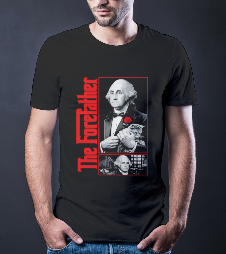 Patriotic George Washington Forefather The American Godfather Cat T-Shirt