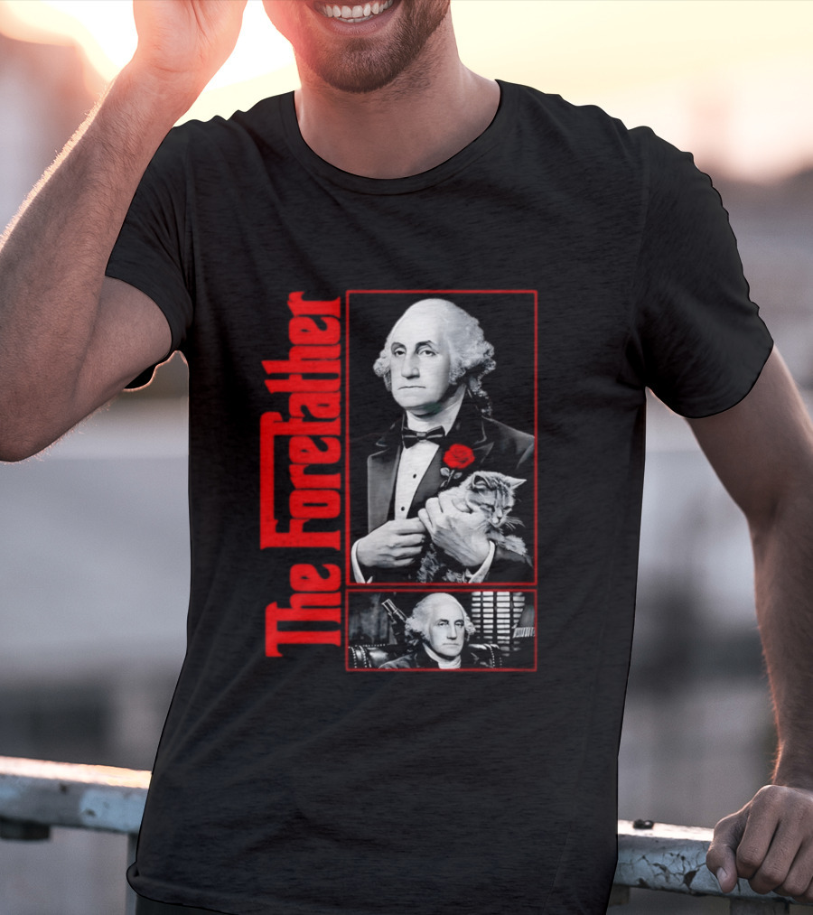 Patriotic George Washington Forefather The American Godfather Cat T-Shirt