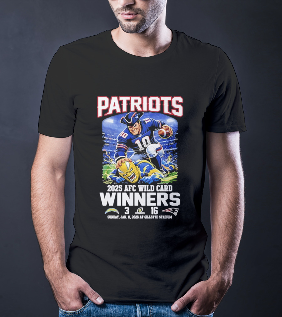 Patriots 2025 AFC Wild Card Winners Victory Celebration January 12 Gillette Stadium T-Shirt