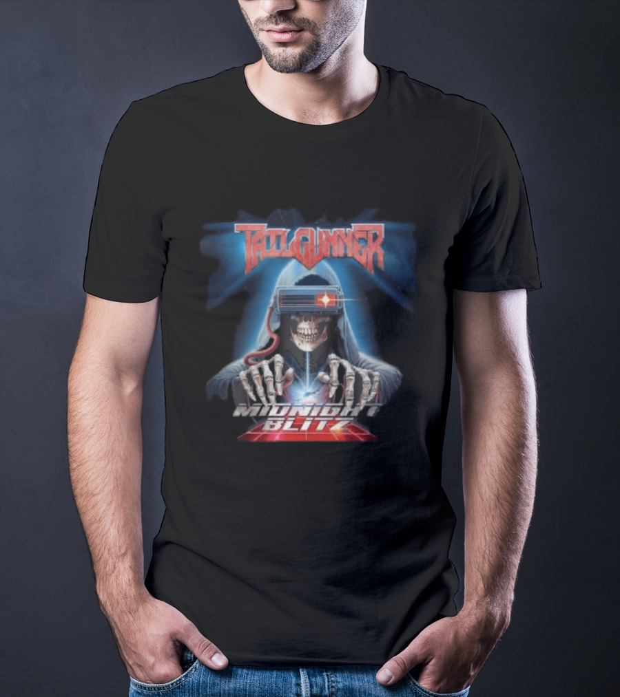 Tailgunner Midnight Blitz Cyber Skeleton Hooded Skull T-Shirt