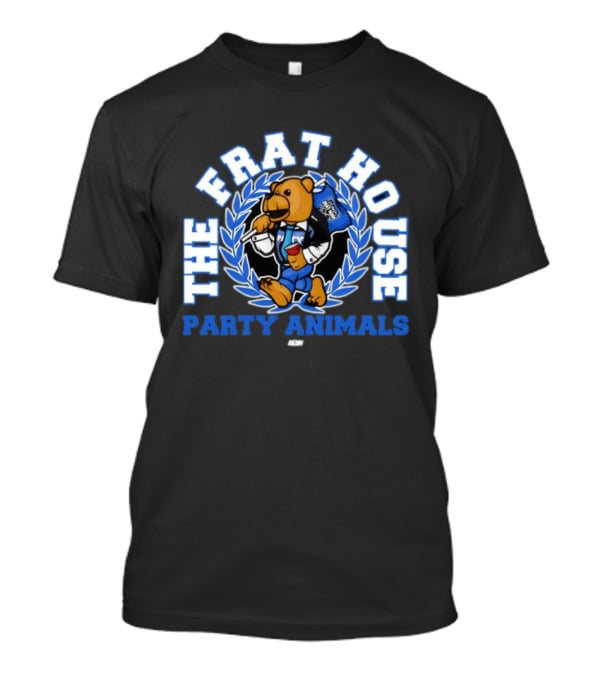 The Frat House Party Animals Beer Bear Drinking In Blue College Jacket T-Shirt