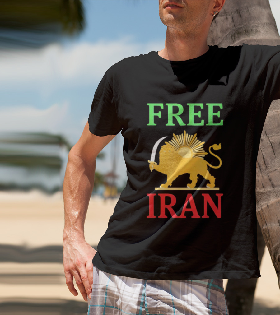 Free Iran Lion And Sun Emblem Freedom Movement T-Shirt