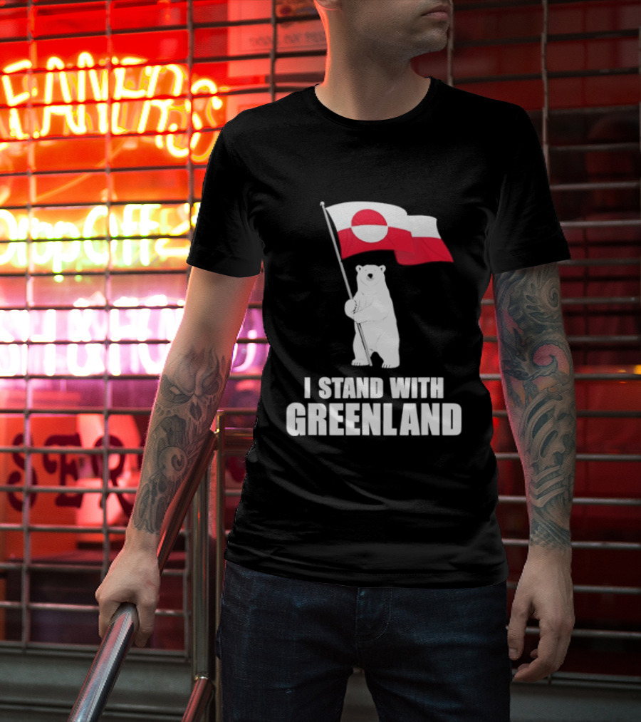 I Stand With Greenland Flag Bear Polar Pride Kalaallit Greenlanders T-Shirt